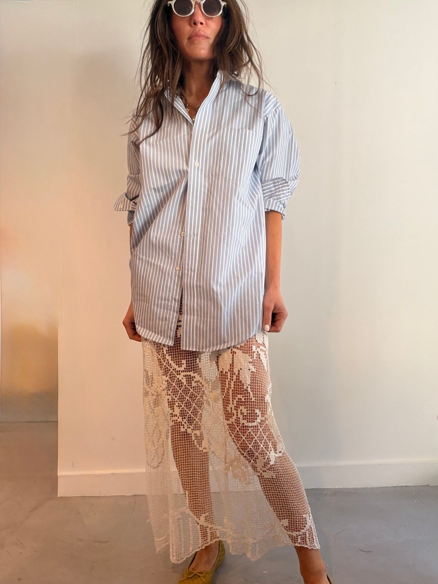 Sheer Hand Filet Laced Skirt
