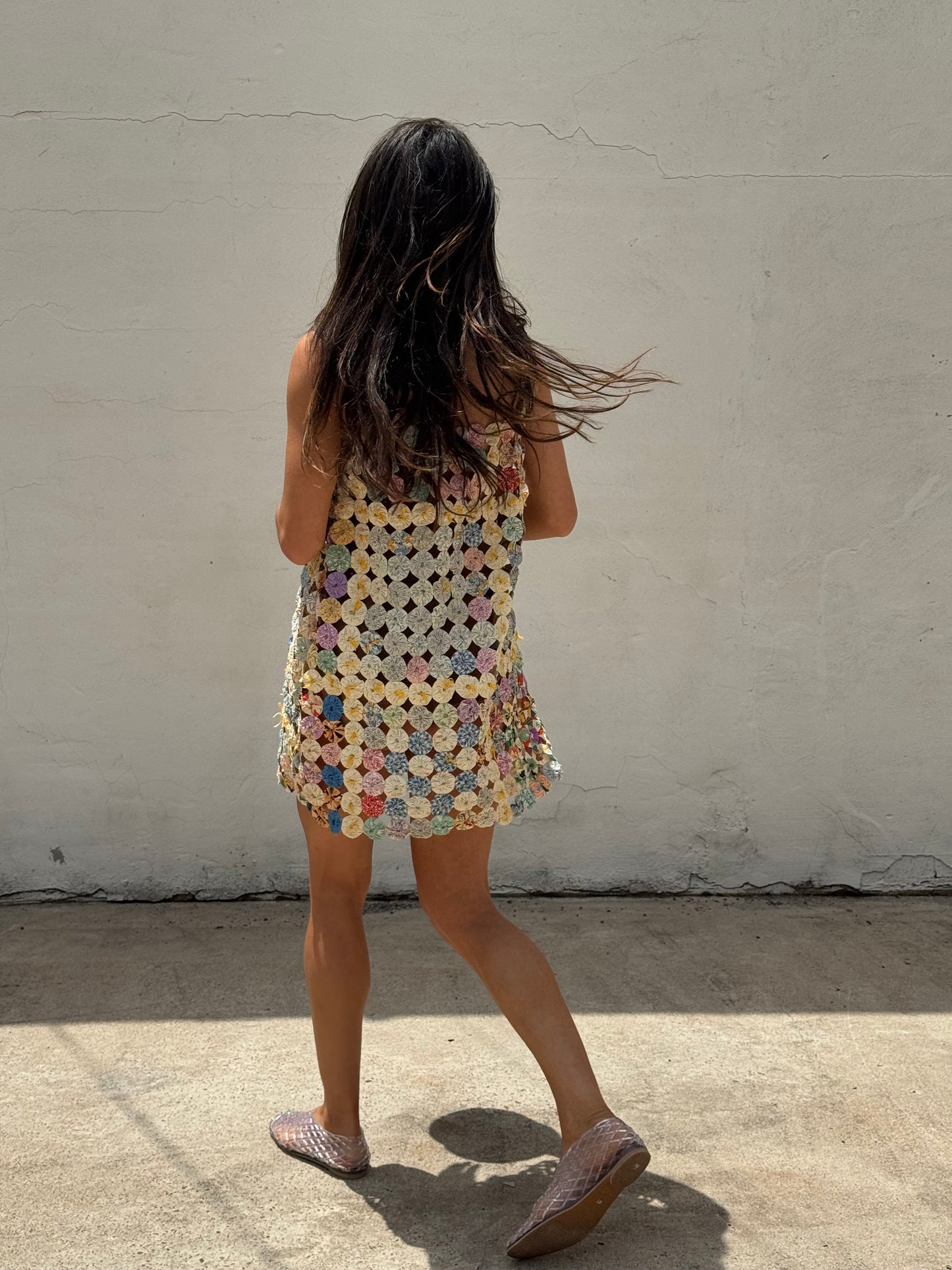 Yo-yo mini dress yellow