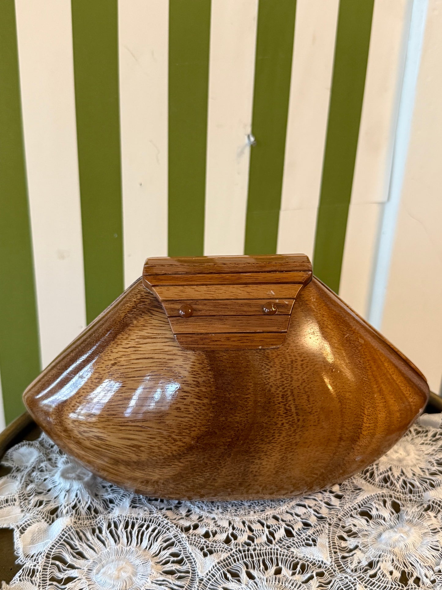 Vintage Wooden Signed Clutch