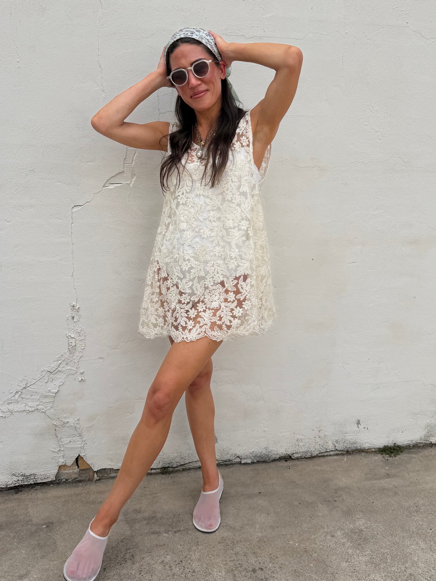 Lace Sheer Mini Dress