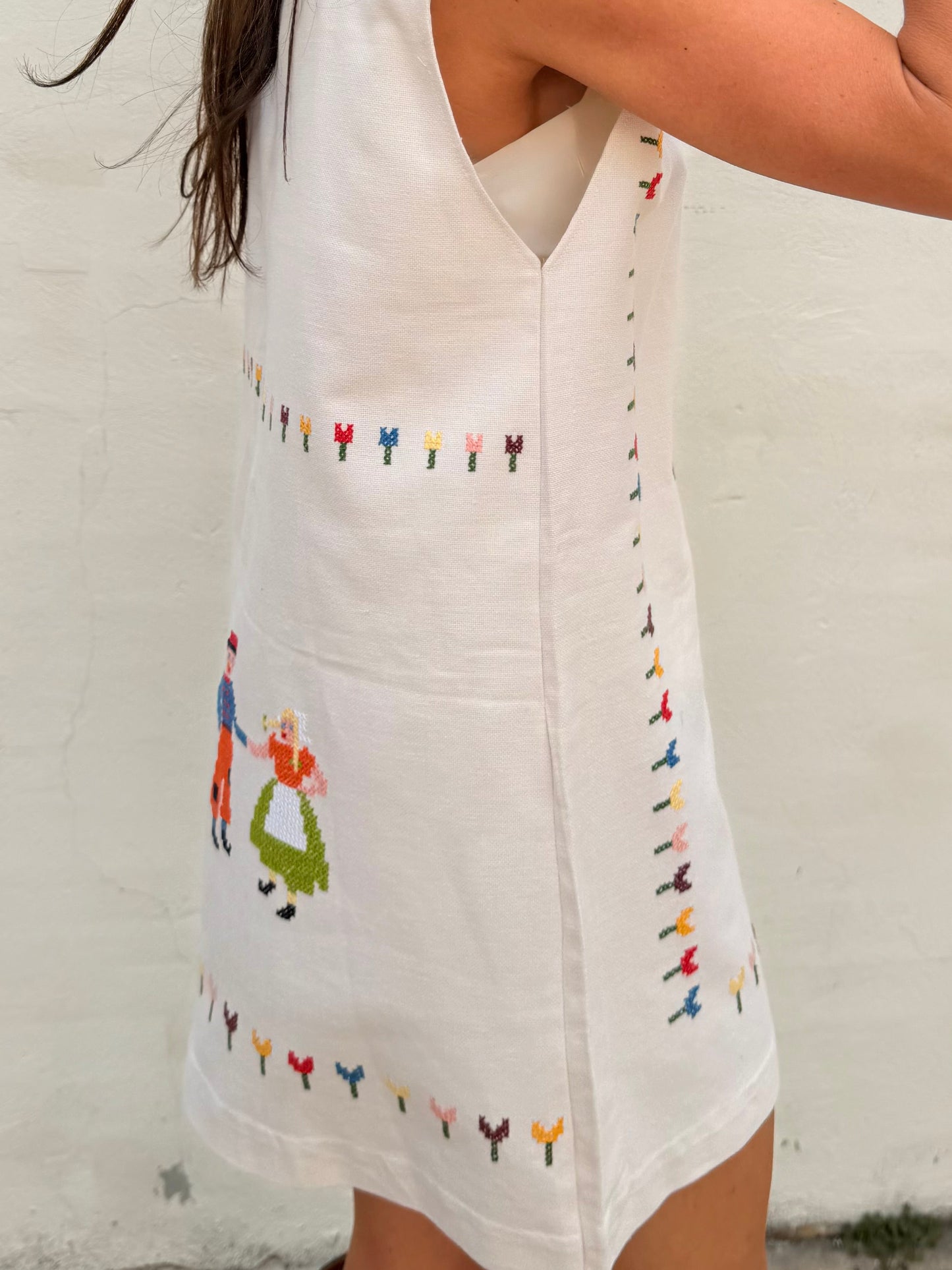 Scandi Folk Embroidered Mini Dress