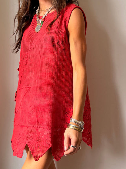 Crochet Mini Dress Tomato