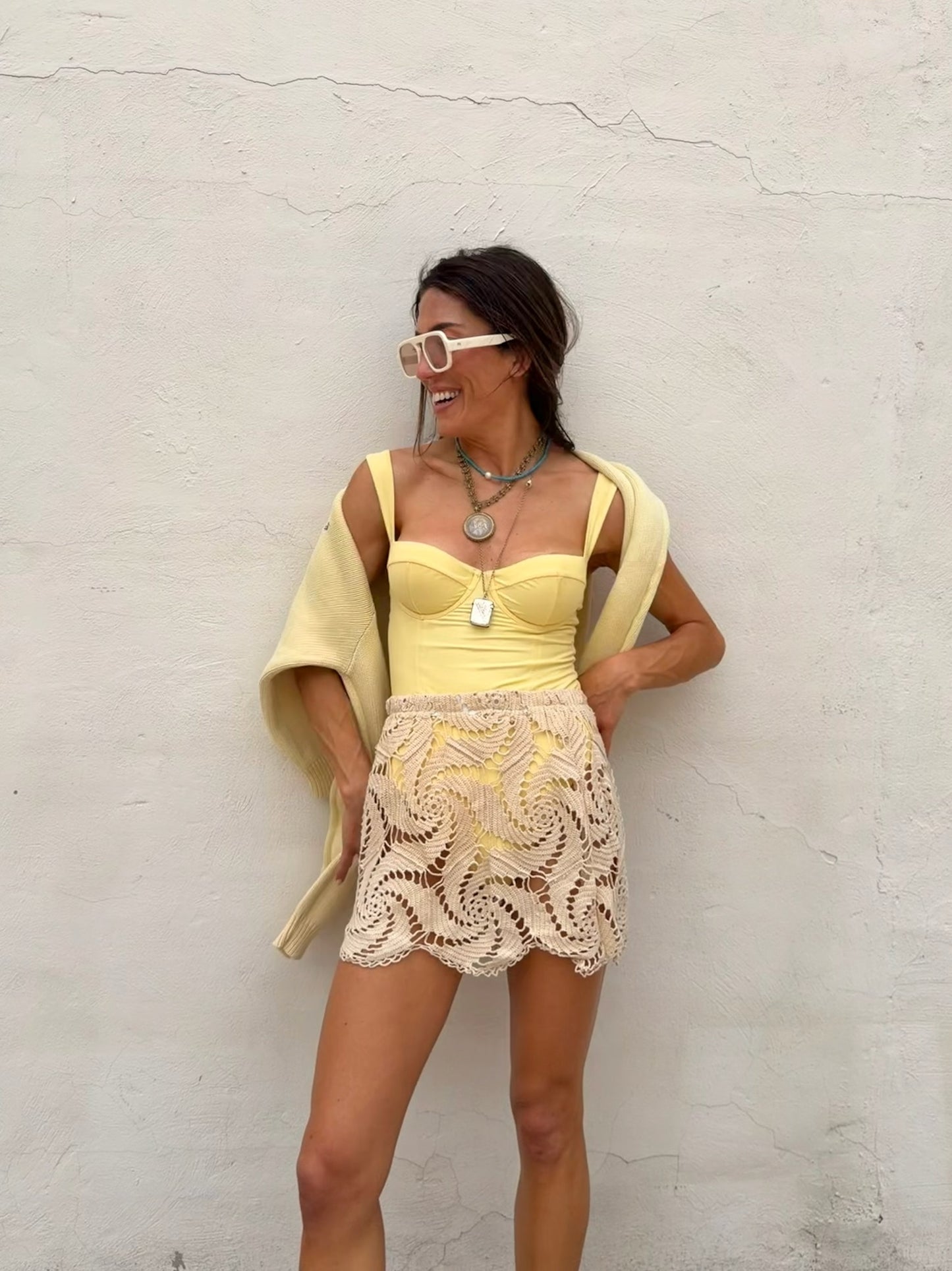 Beige Crochet Mini