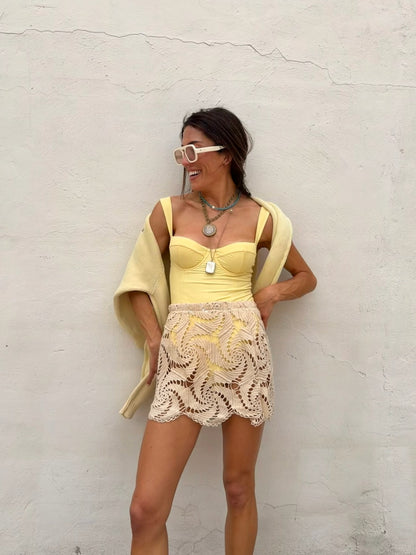 Beige Crochet Mini
