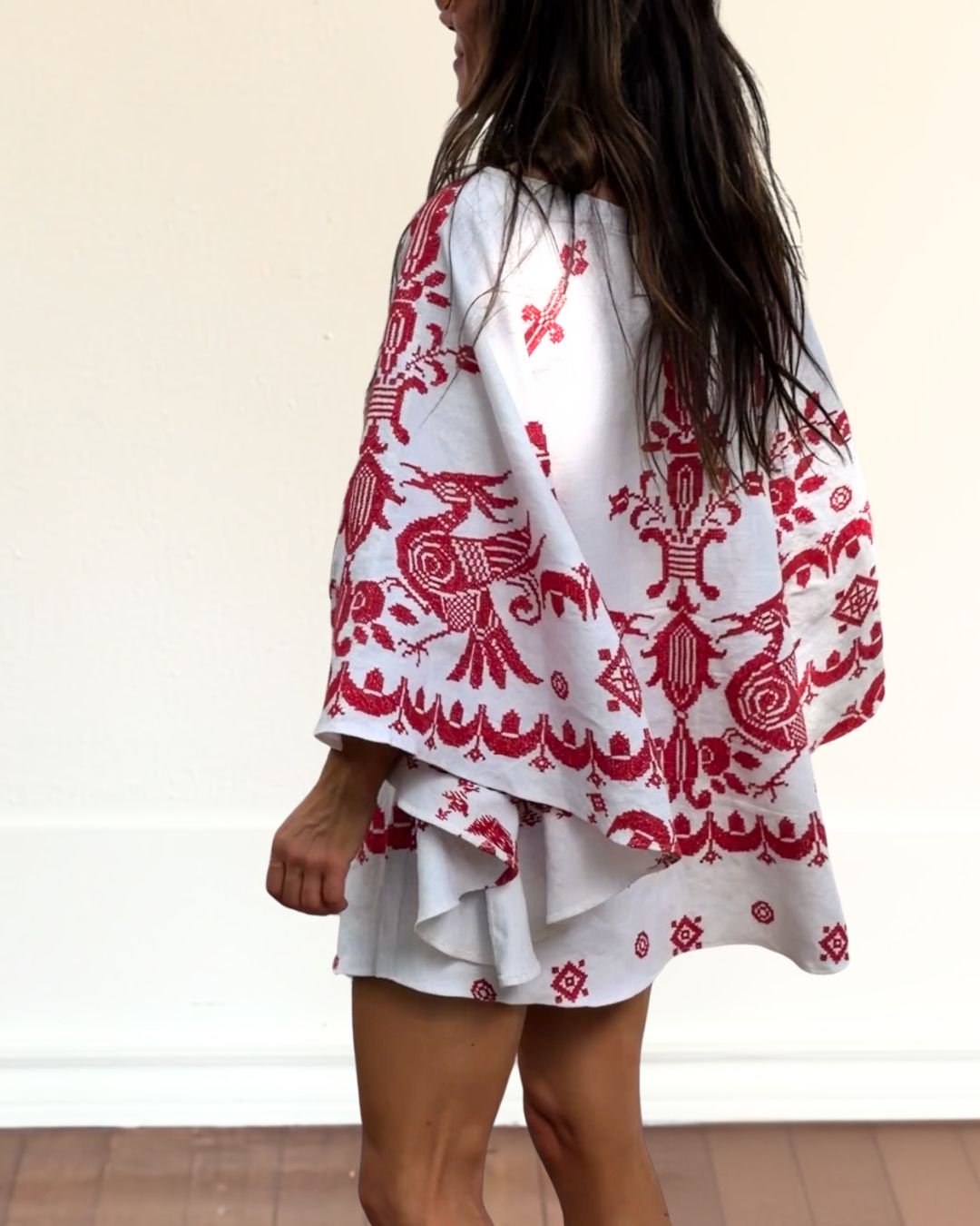 Hungarian Embroidered Cape Dress