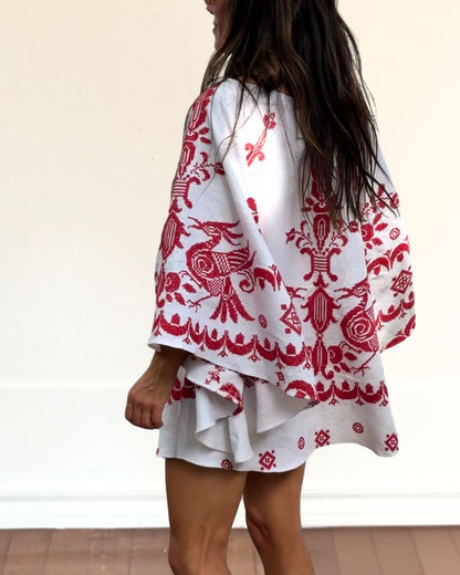 Hungarian Embroidered Cape Dress