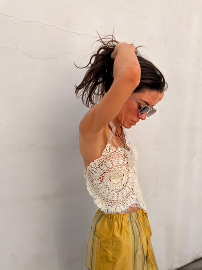 Mixed Crochet Backless Top