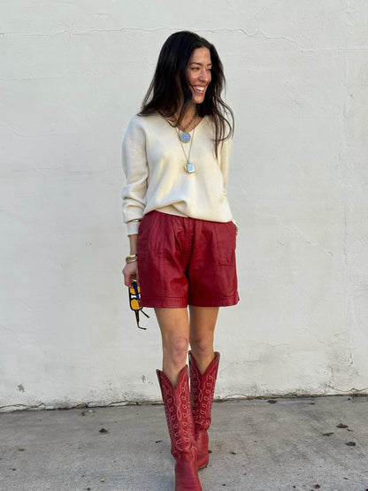 Red Leather Shorts