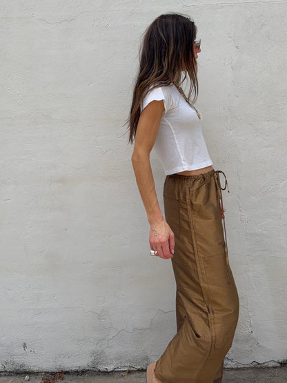 Silk Dupioni Drawstring Pants Bronze