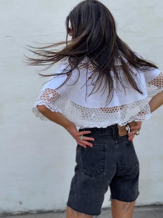 Lace Trimmed Caplet Top