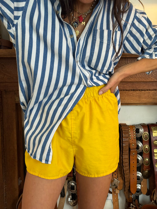 Yellow Nylon 70s Shorts