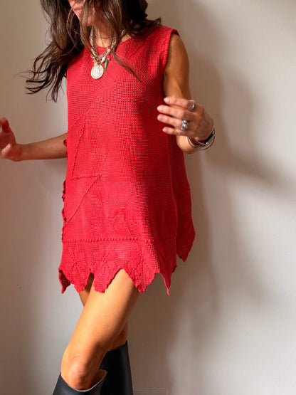 Crochet Mini Dress Tomato