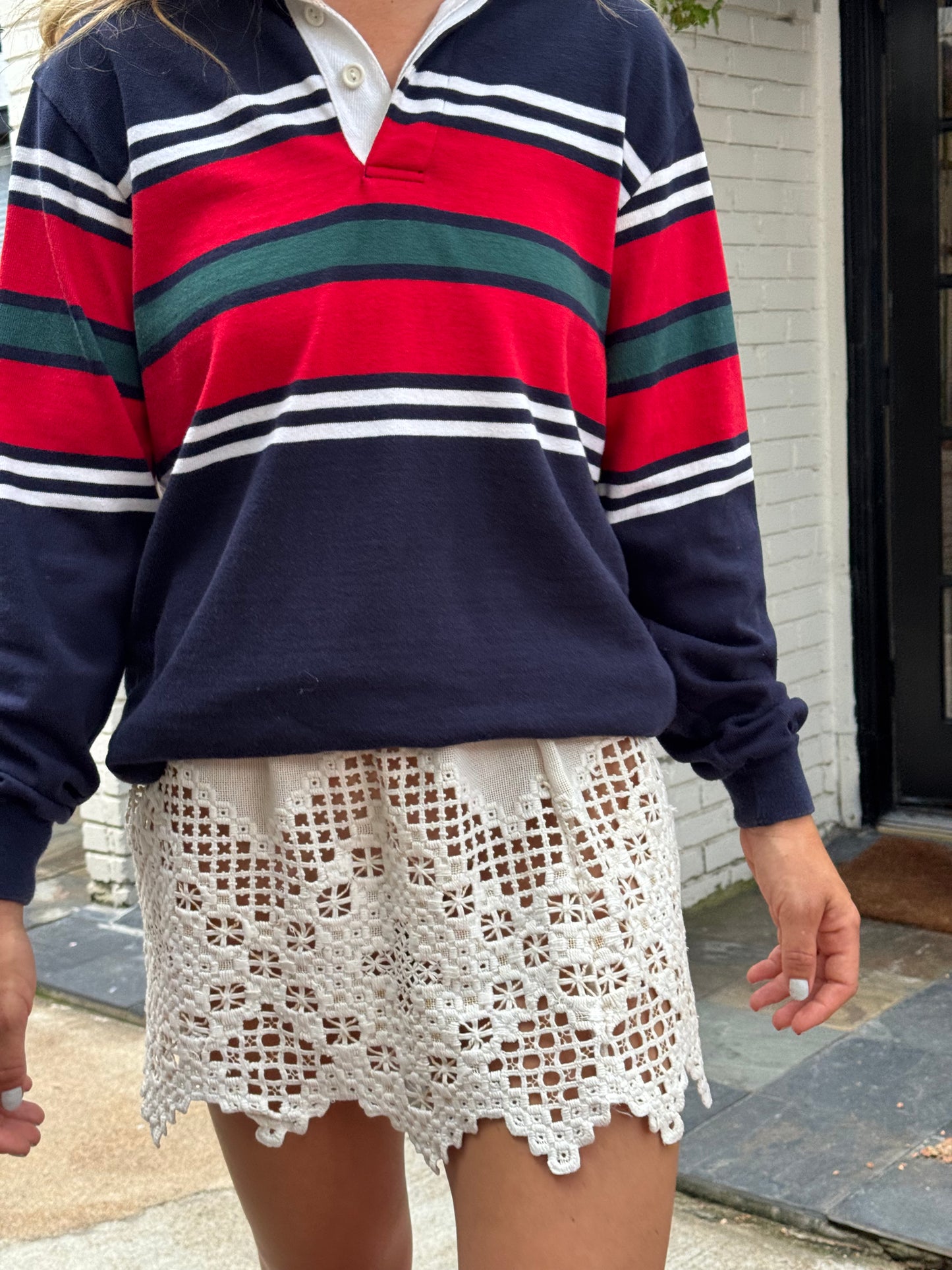 Crochet Lace Mini Skirt Ivory