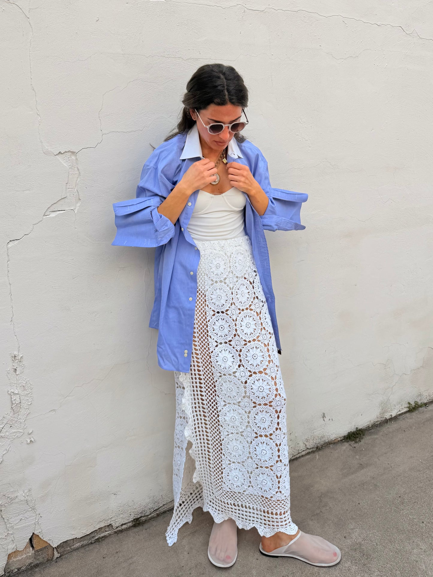 Crochet Doilies Maxi Skirt