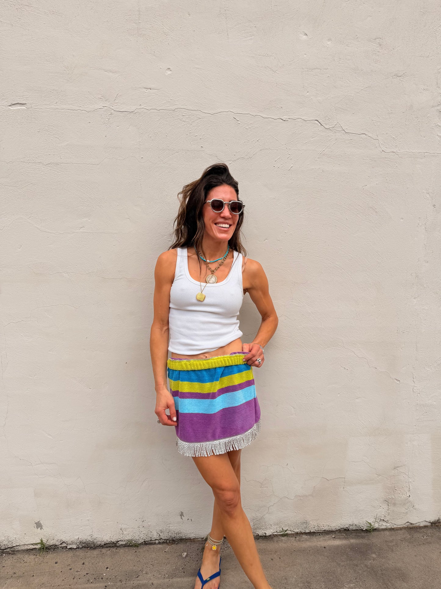 Vintage Stripe Towel Mini Skirt