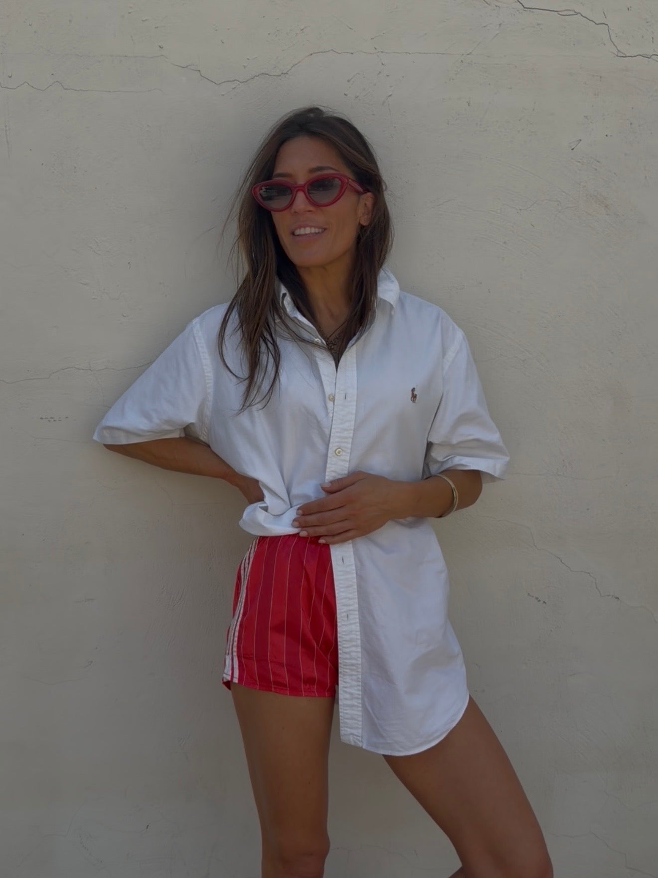 80s Red Satin Sporty Short