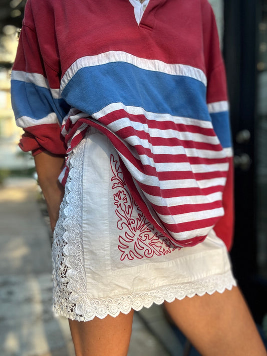 Scandinavian Embroidered Mini Skirt