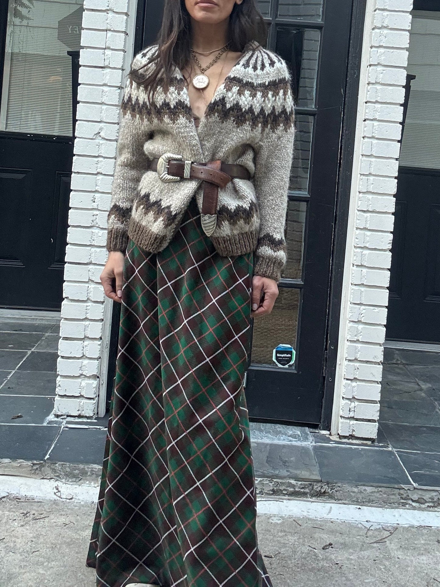 Green/Brown Plaid Skirt