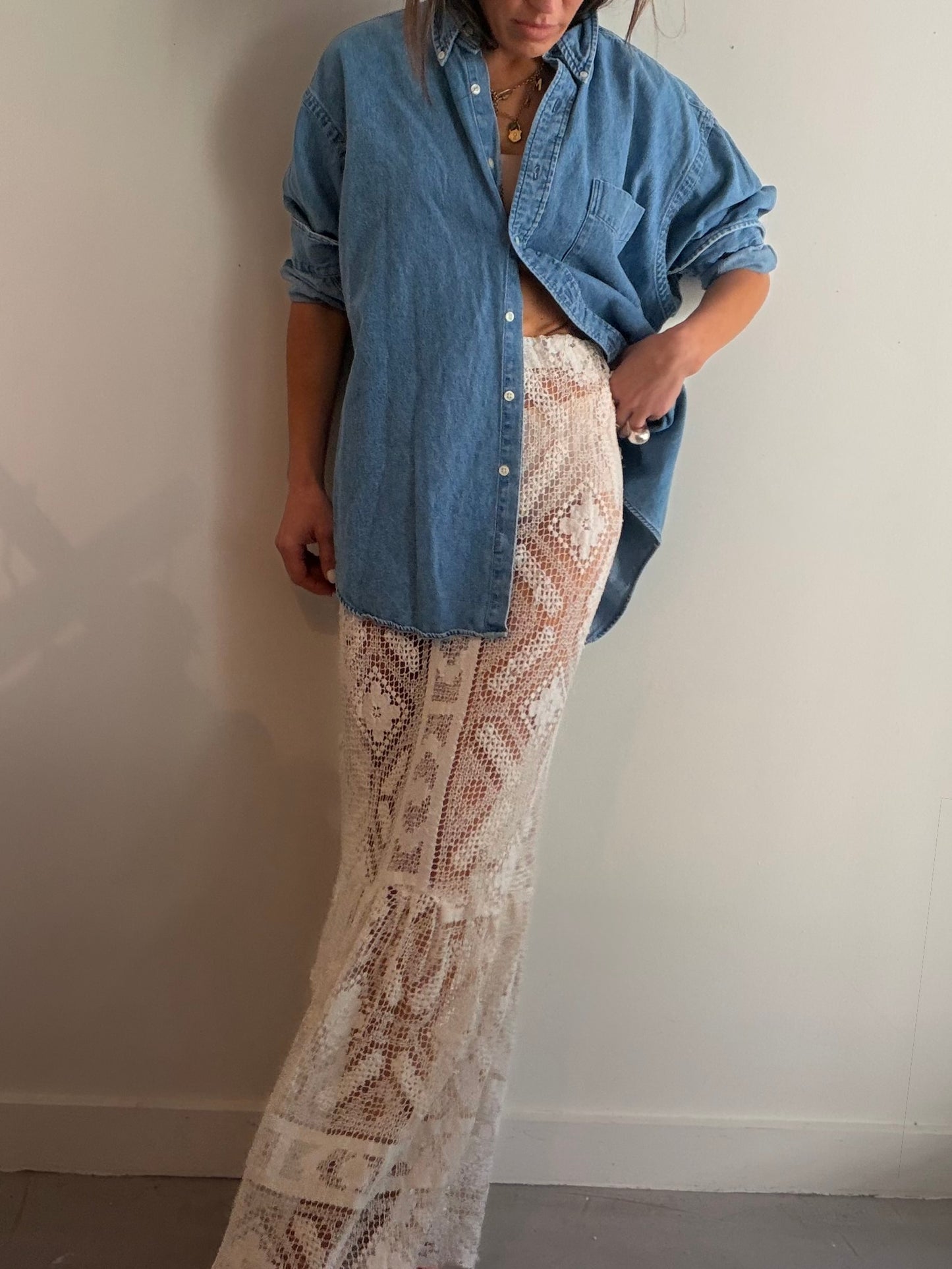 Lace Flounce Hem Skirt
