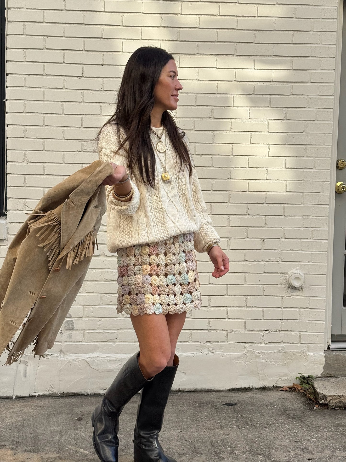 Light Tan Suede Fringe Jacket