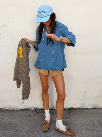 Denim Sailor Smock Top