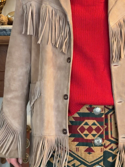 70s Light Tan Suede Fringe