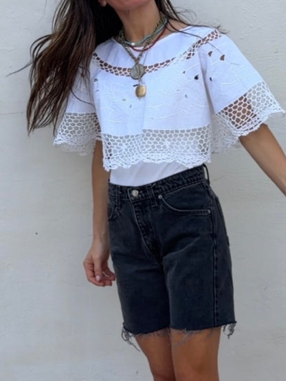 Lace Trimmed Caplet Top