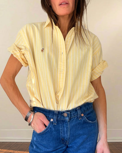 RL 90s Yellow Stripe Short Sleeve Oxford