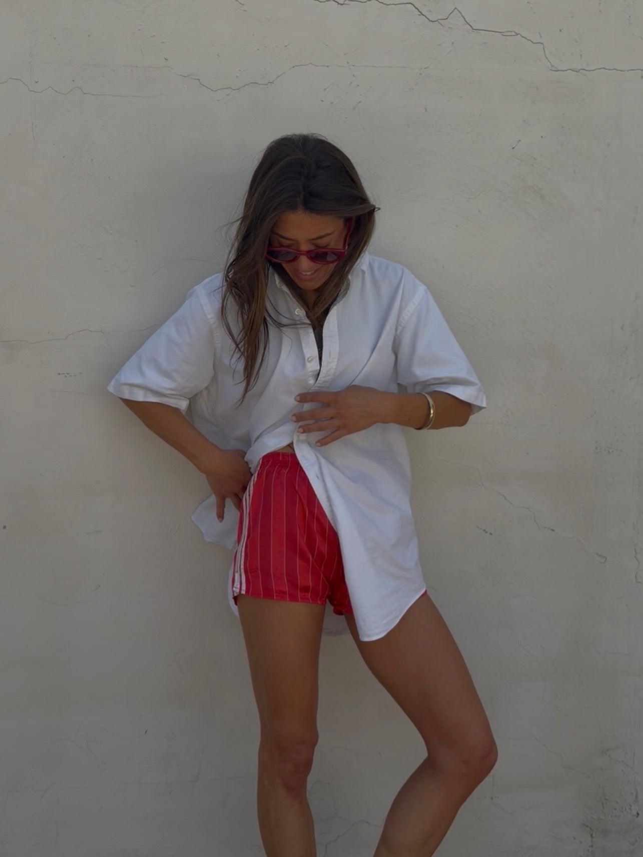 80s Red Satin Sporty Short