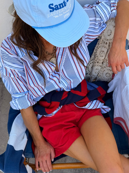 90s Red Cotton Sporty Shorts