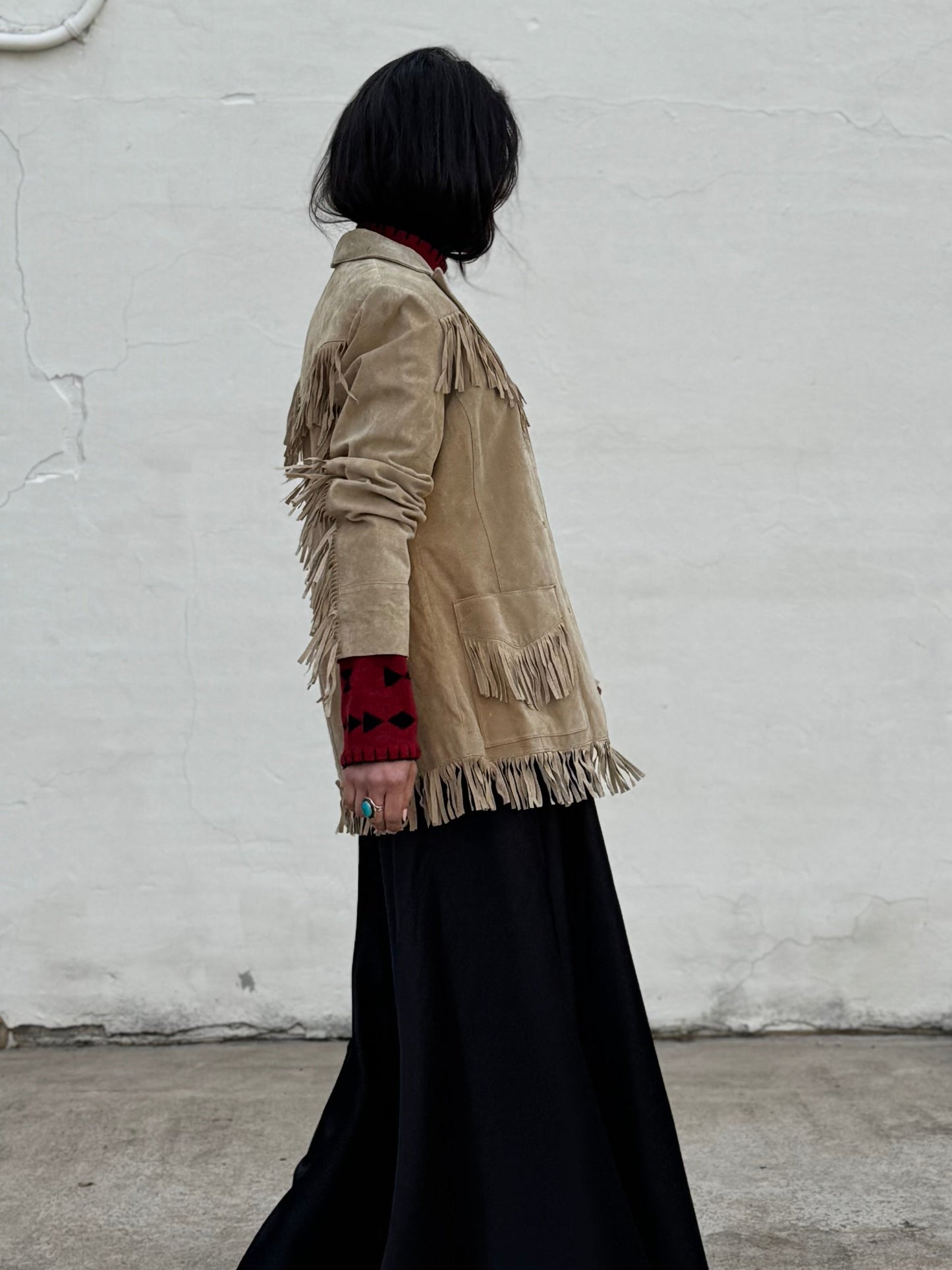 Light Tan Suede Fringe Jacket