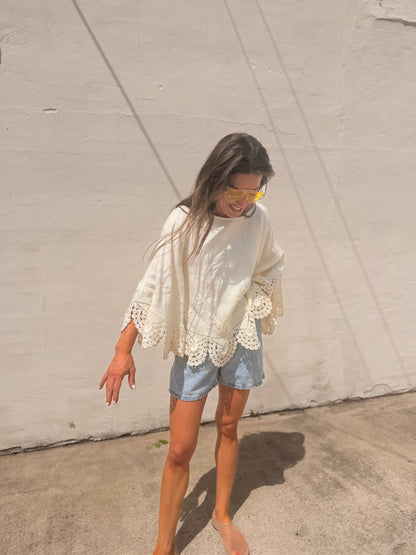 Crochet Trim Cape Top