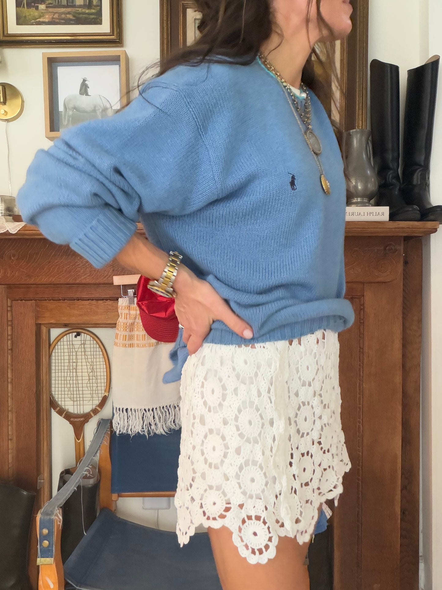 Crochet Mini Skirt White