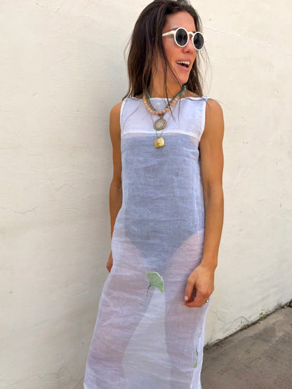 Sheer Maxi Dress with Embroidery