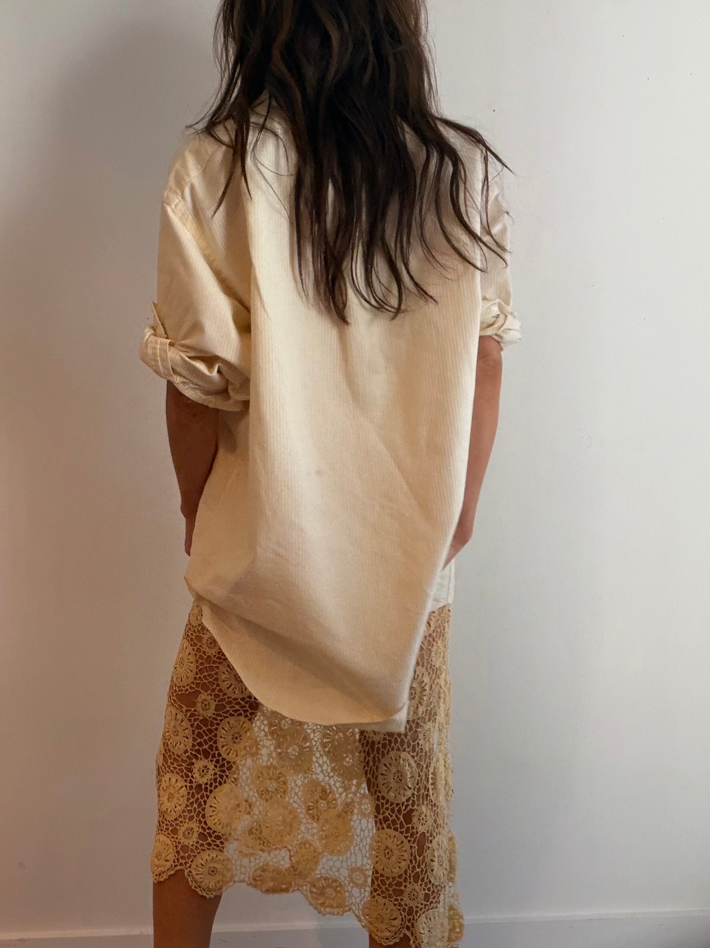 Yellow Lace Midi Skirt