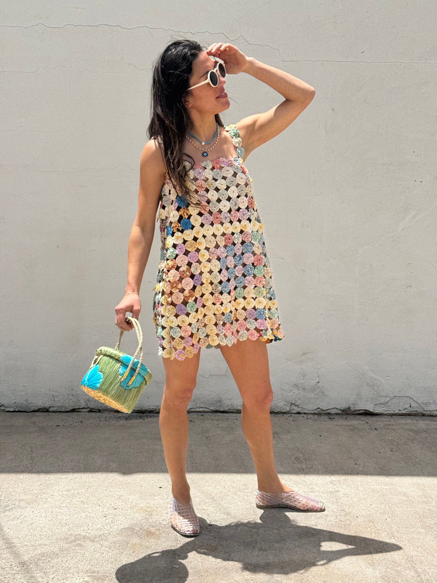 Yo-yo mini dress yellow