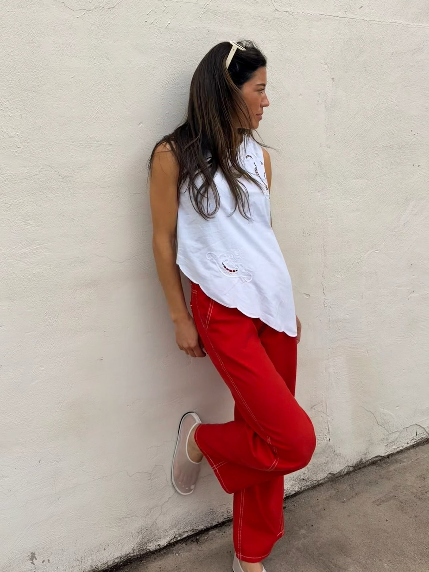 Asymmetrical Cutwork Top