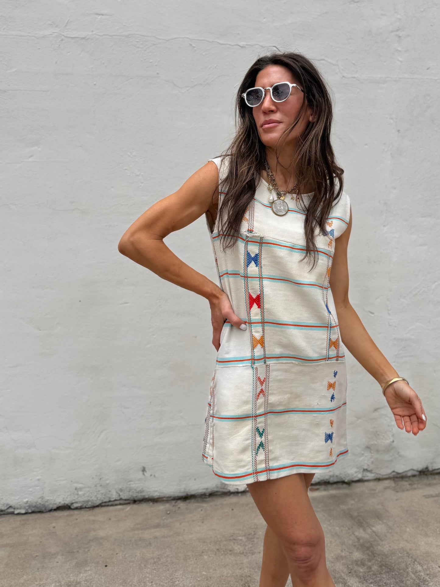 White Multi Baule Mini Dress