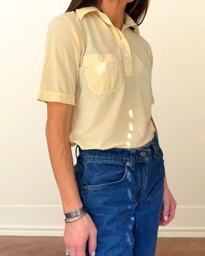 70s Cotton Pique Polo Yellow