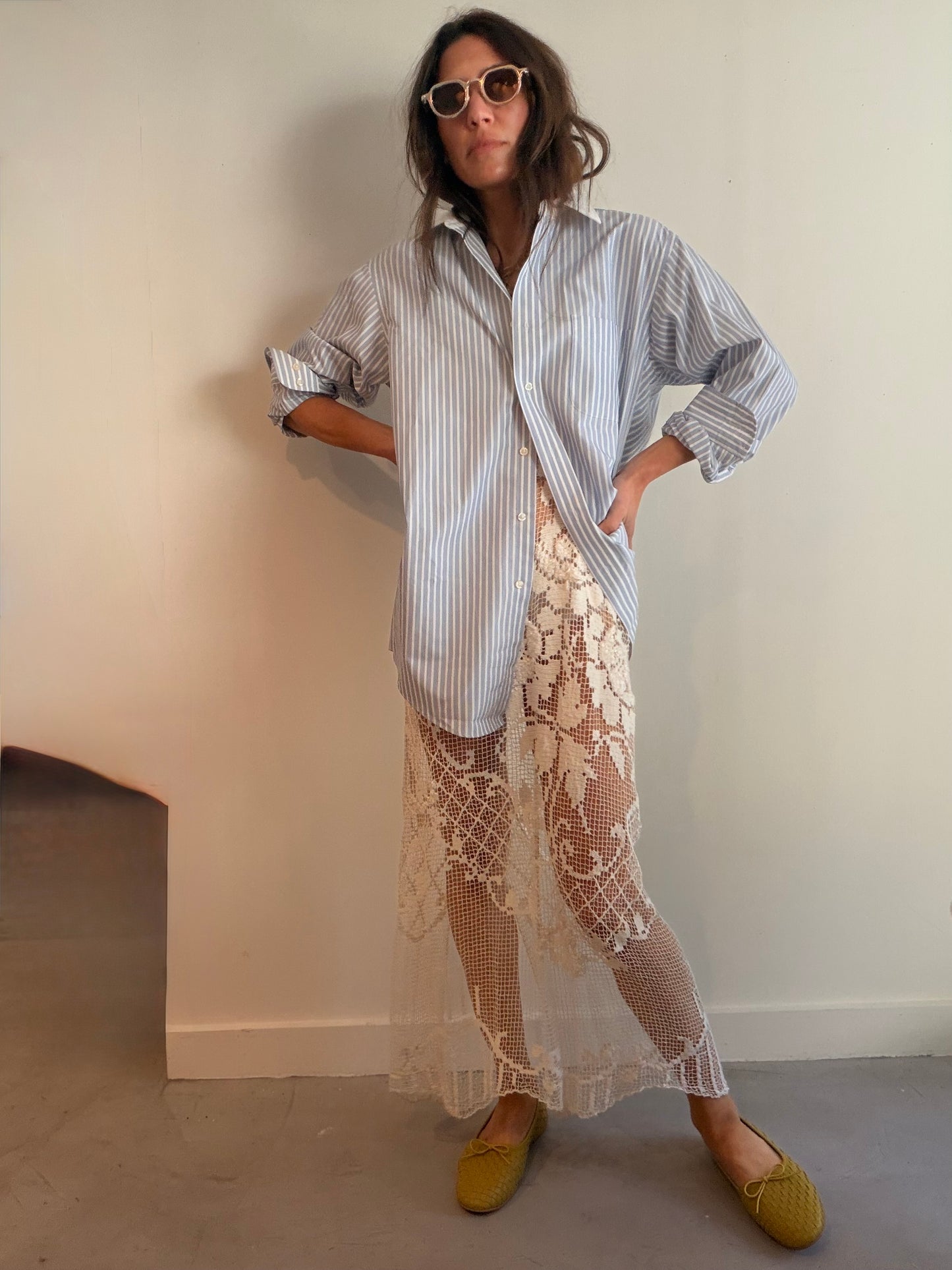 Sheer Hand Filet Laced Skirt