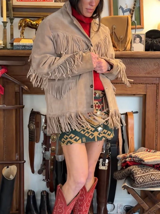 70s Light Tan Suede Fringe
