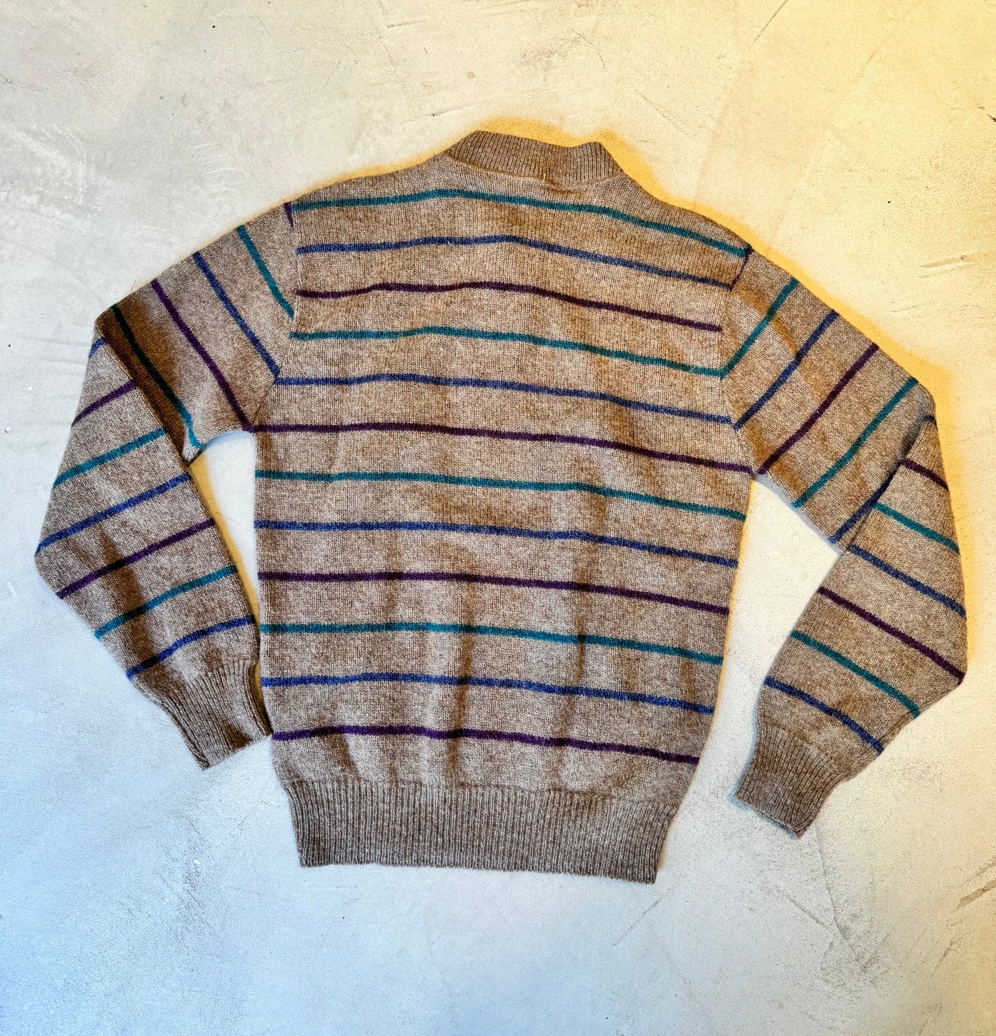 Wool Striped Sweater w/ Leather Buttons S/M