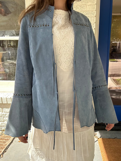 Light Blue Suede Studded Jacket