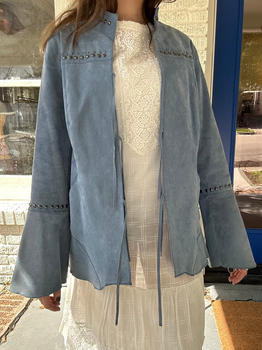 Light Blue Suede Studded Jacket
