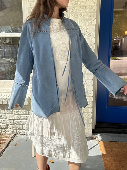 Light Blue Suede Studded Jacket