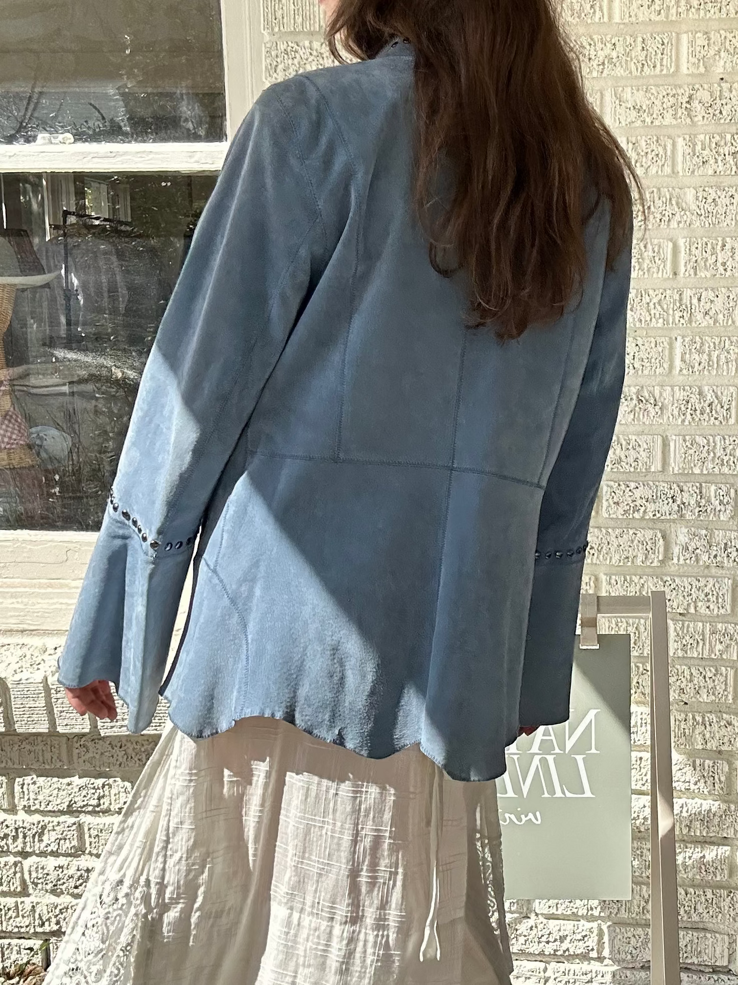 Light Blue Suede Studded Jacket