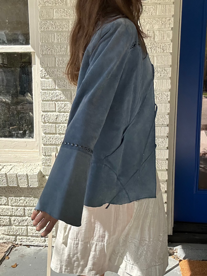Light Blue Suede Studded Jacket