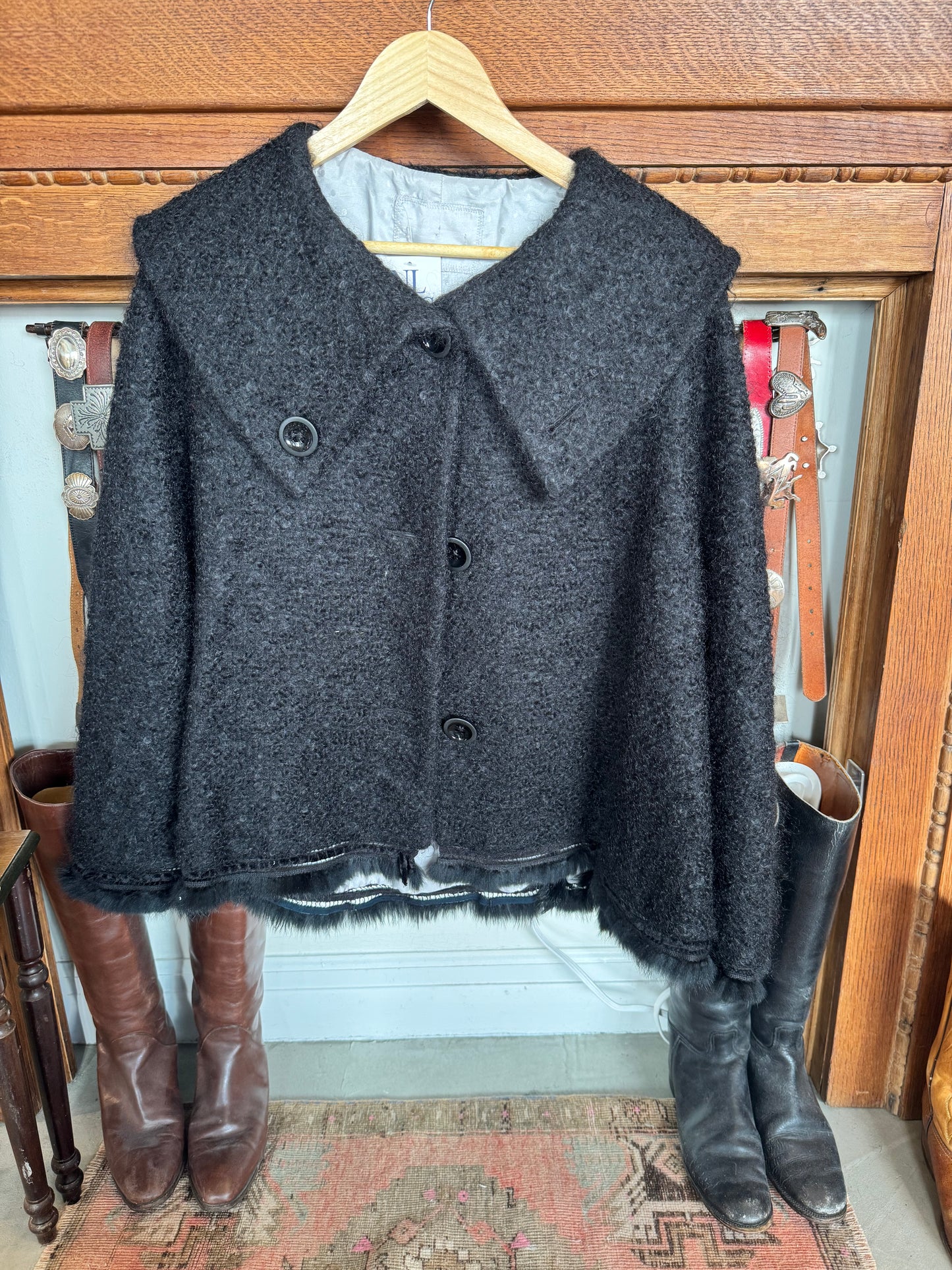 Black Cape Fur Lined