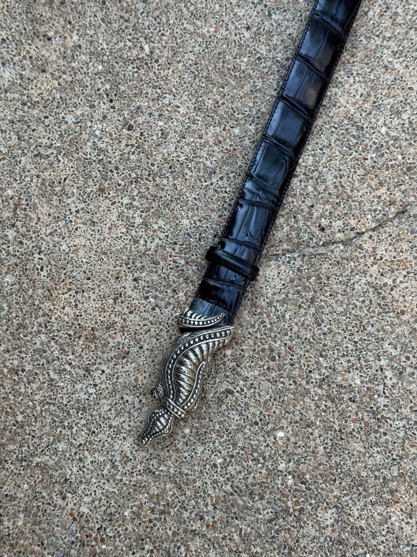 Brighton Black Gator Leather Belt