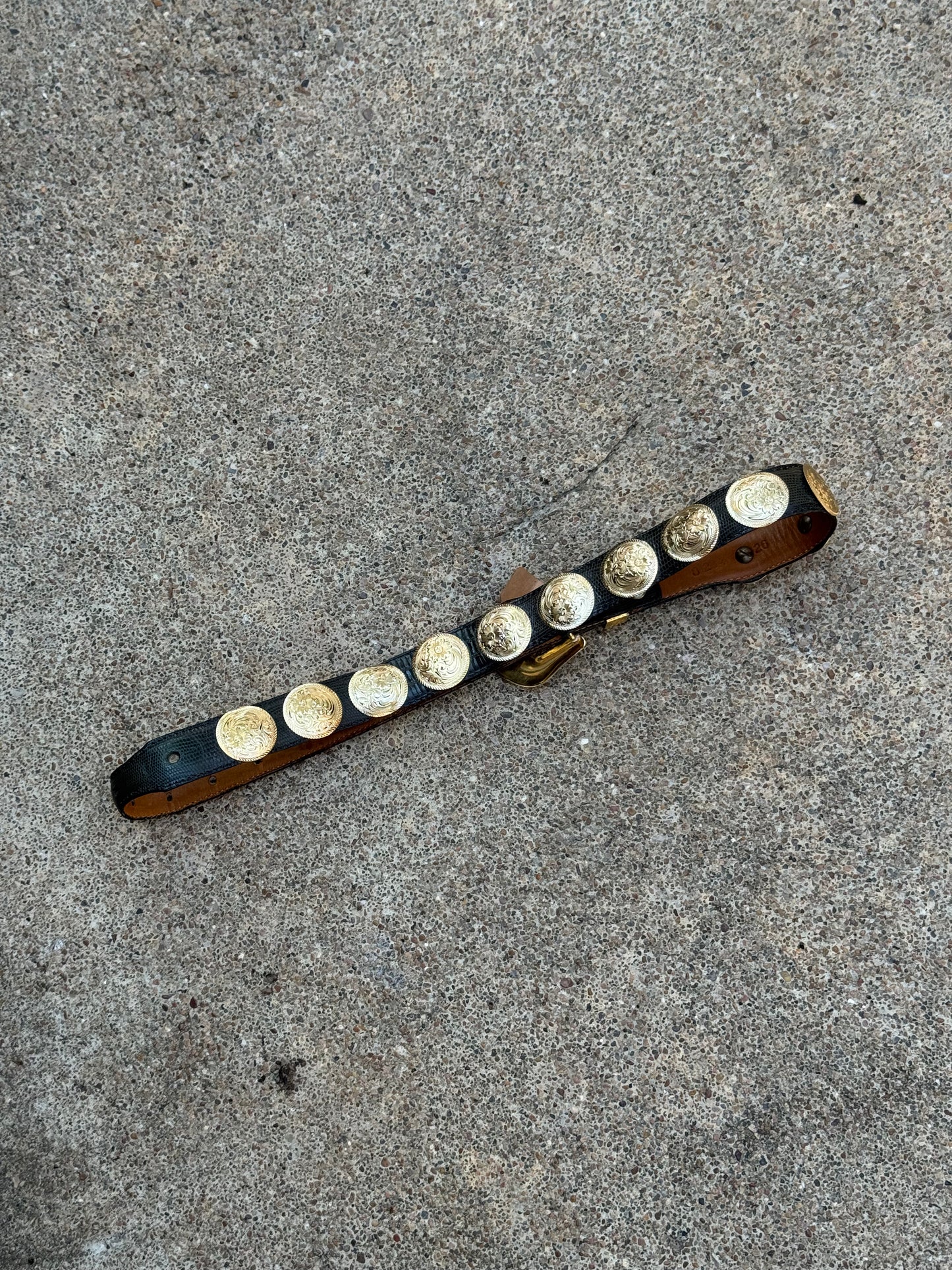 Gold and Black Leather Belt